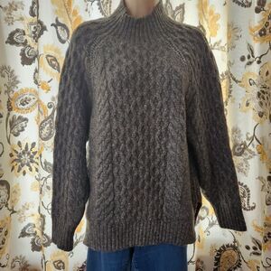 A New Day Ski Sweater Womens Medium Gray High Neck Wool Blend